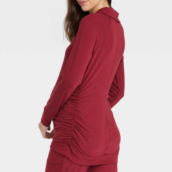 Isabel by Ingrid & Isabel Red Pullover Maternity Sweatshirt Womens S Cowl Neck - Picture 2 of 8